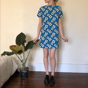 Shift dress with mod flower print